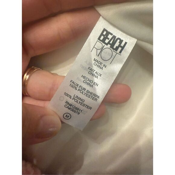 Beach Riot Red Pink Checkered Teddy Faux Sherpa Laurie Coat Jacket Size Medium - Picture 5 of 6